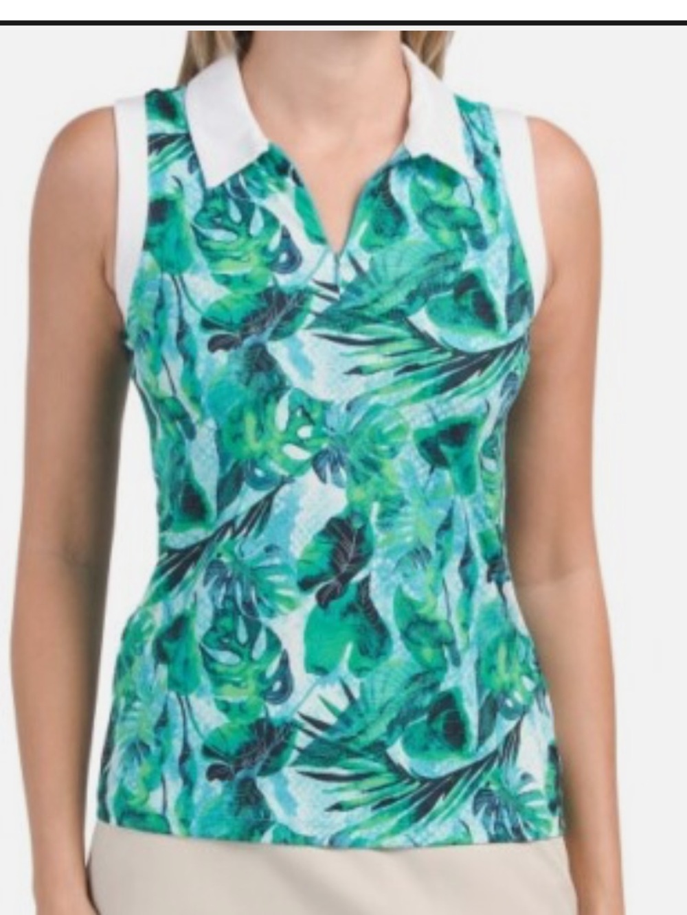 Tommy Bahama Azure Lagoon Green Sleeveless Golf Polo, preppy, coastal, size S
